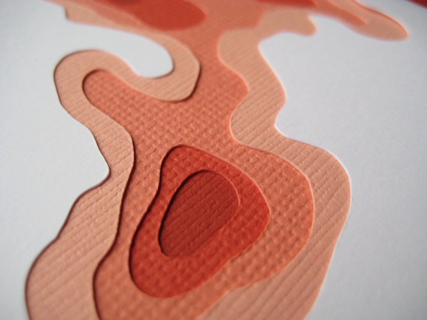 Topography in Red - Set of 4 handcut cards