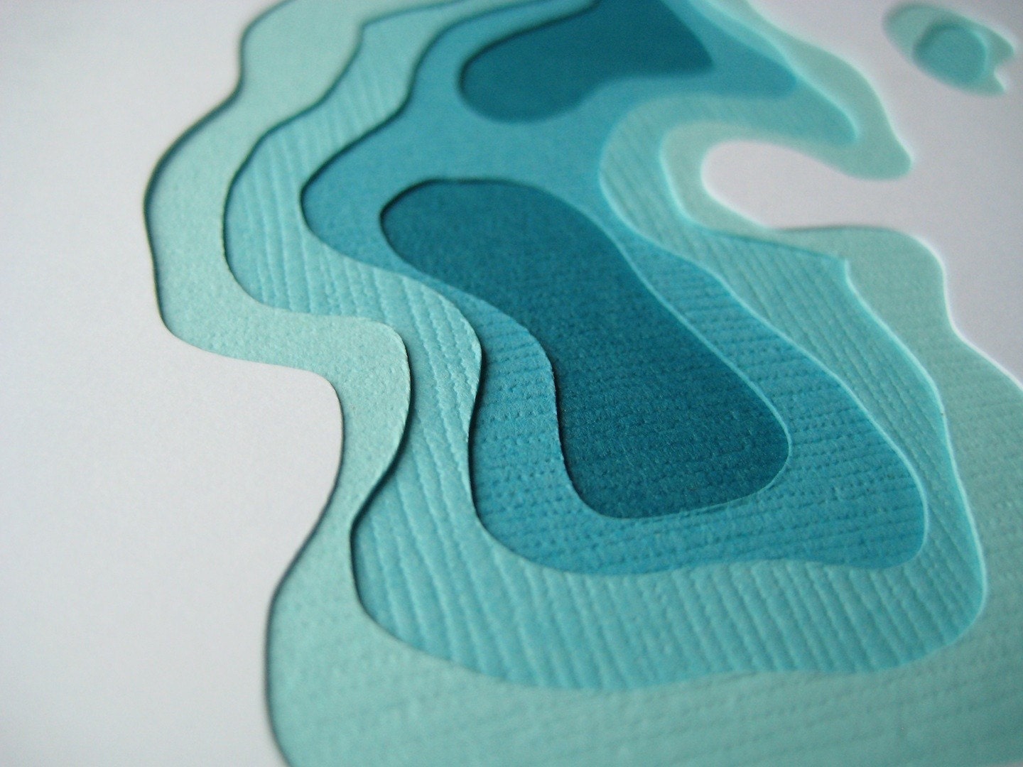 Topography in Aqua - One handcut card