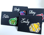 Triple Crown Party Place Card Kit, includes hand drawn jockey silk stickers, black place cards, white pen, The Preakness Stakes is May 18th