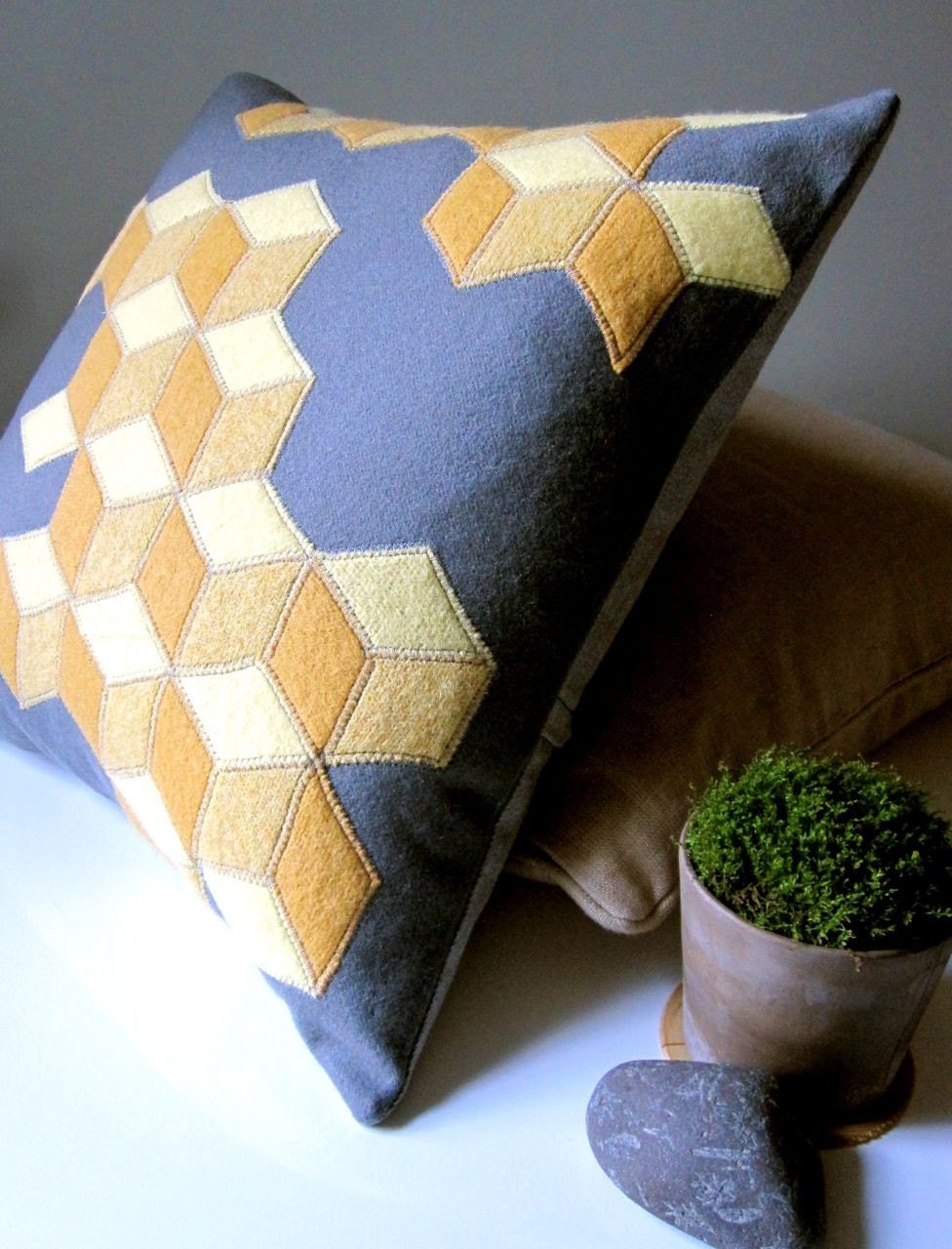 BLOK TILES FELT PILLOW made from recycled wool. 18 inches square.