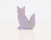 Pastel Purple Fox Figurine with Flowers