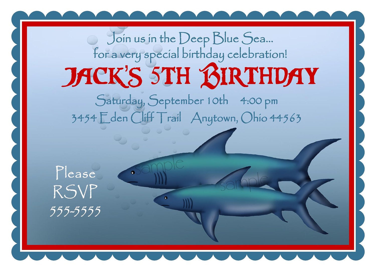 Shark invitations, Personalized Invitations, Sharks In The Deep, Sharks, Ocean, under the sea, Party, Birthday, favor Stickers Il_170x135
