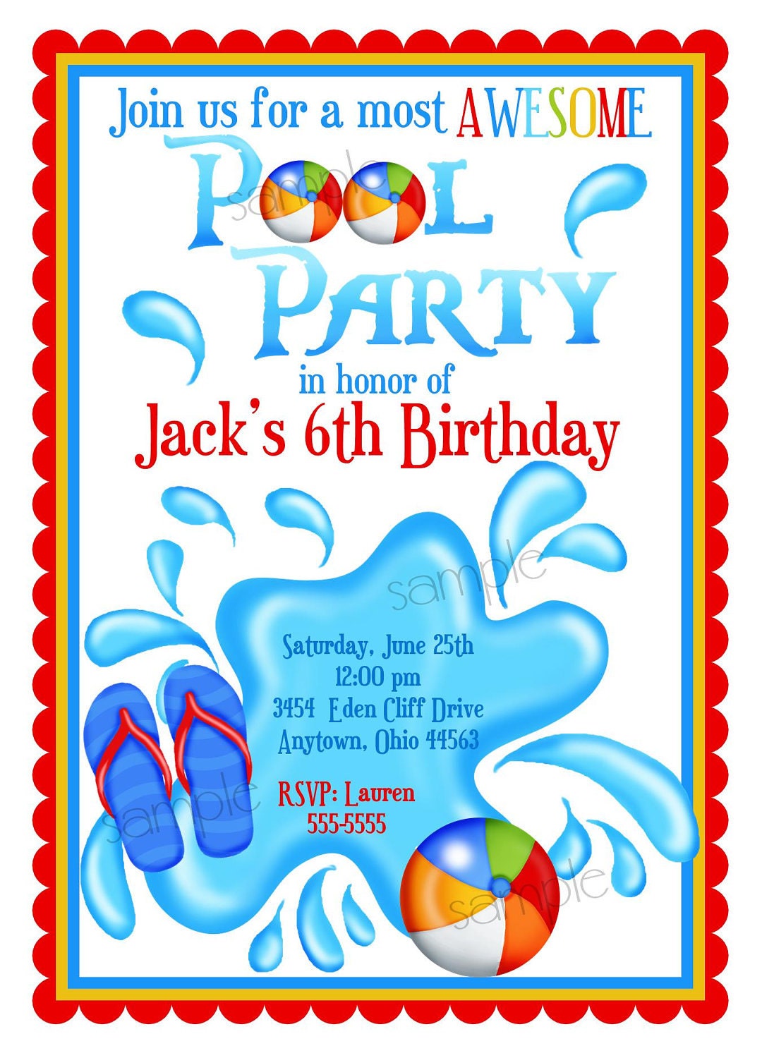 Splash Party Invitations