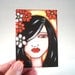 Hawaiian Girl Art Print, ACEO ATC Giclee Art Print, Artist Trading Card, Whimsical Original Art Print, Pink Black