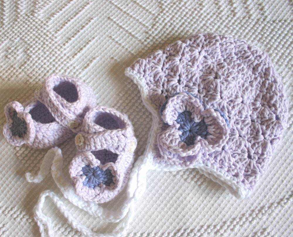 Handmade Cotton Crochet Baby Gift Set - Lavender Delight