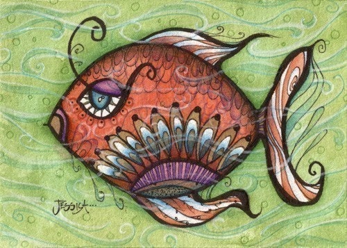 Fish Art Print - Annabelle, isn't she dreamy... (ACEO mini print of a fish)