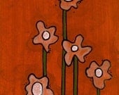 THEN there were five flowers sprouting from the alien orange hued terrain... (5x7 print)