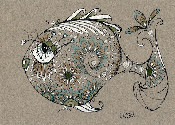 George - yes he's a pretty fish - 8.5 by 11 inch Print