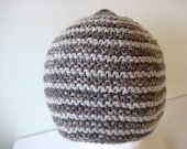 hand knit oatmeal brown wool alpaca hat - beaconknits