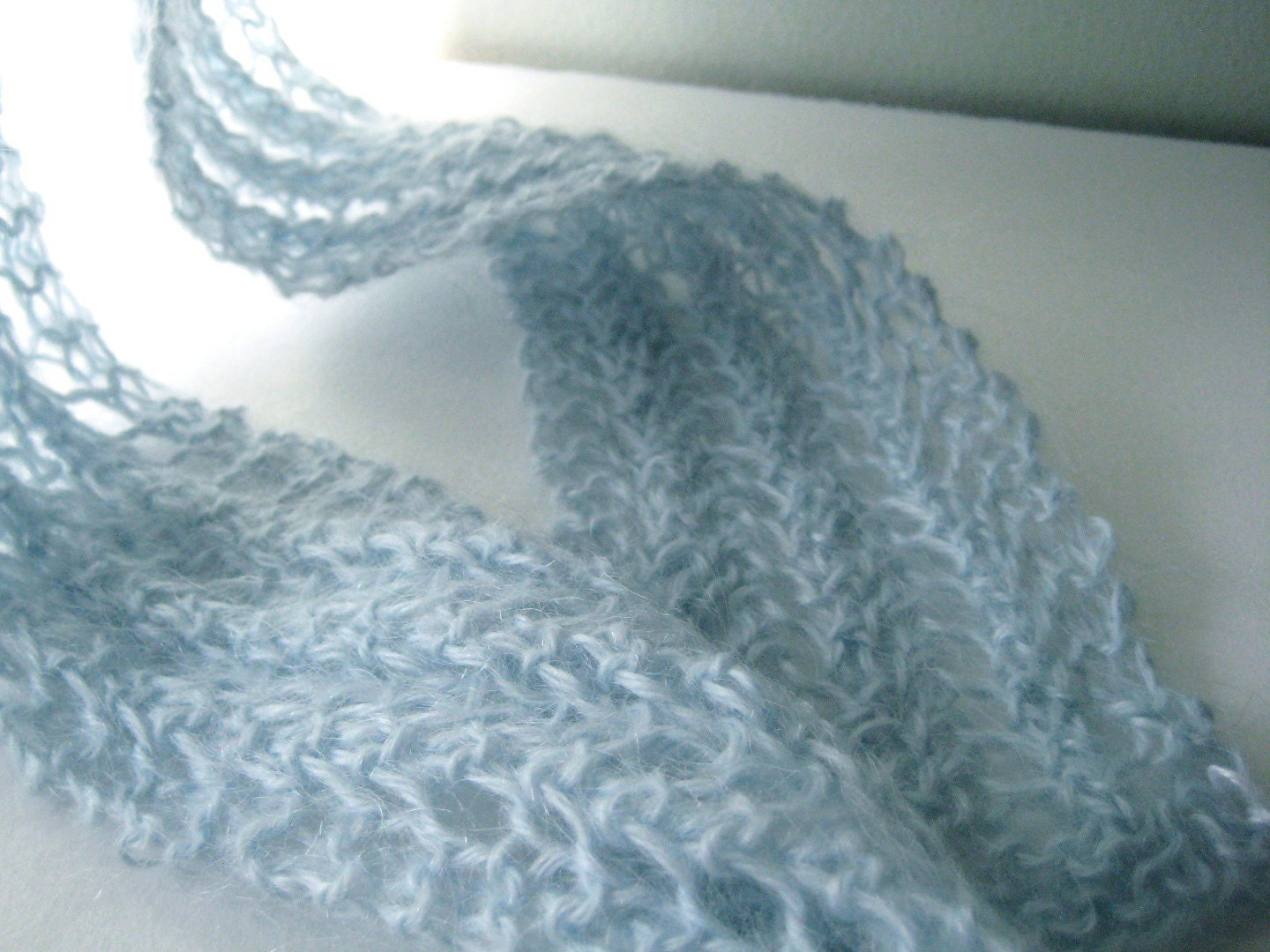 hand-knit blue mohair scarf - beaconknits