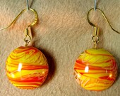 Red Orange Yellow Beaded Dangle Earrings