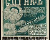 WOODY GUTHRIE OKLAHOMA DADDY FOLK FESTIVAL HAND PRINTED LETTERPRESS POSTER