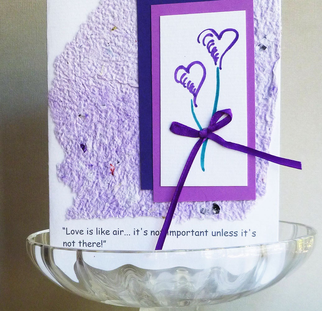 Love is like Air Quote with Handmade Paper and Hand Painted Heart Flowers