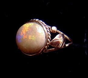Art Nouveau 9ct gold solid opal ring