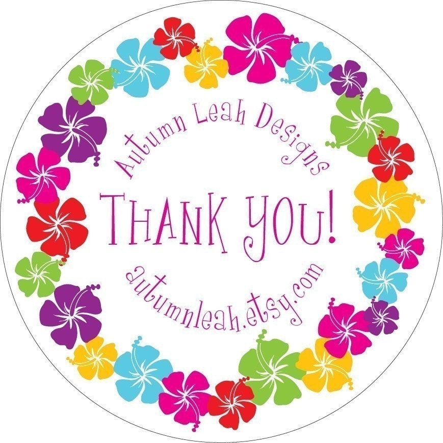 Autumn Leah Designs -- HAWAIIAN FLOWER -- Thank You, Party, Wedding, Promotion, Address Label, Invitation, Announcement, Shower, Party Favor