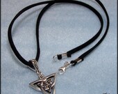 Celtic Necklace for Men / Black Micro Fiber Suede / Unisex Jewelry / Father's Day Necklace
