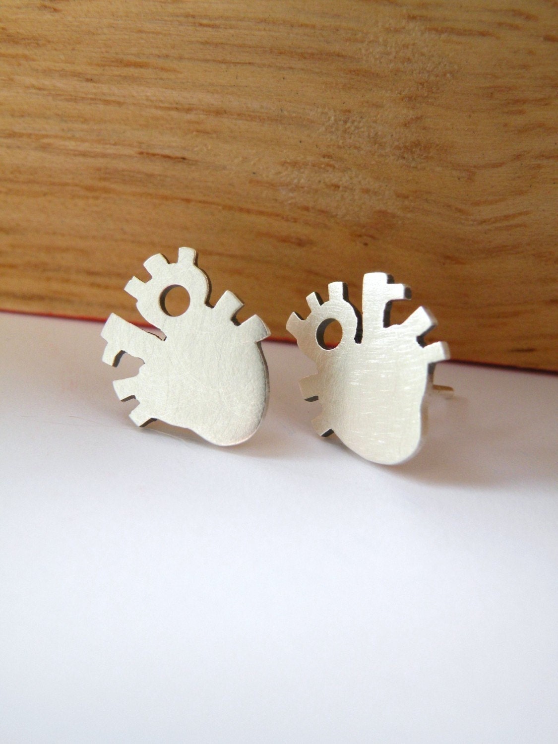 Heart Beat anatomical heart earrings in sterling silver