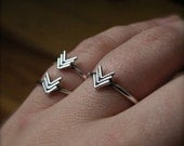 Going to the South West - mini southwestern chevron herringbone ring in sterling silver