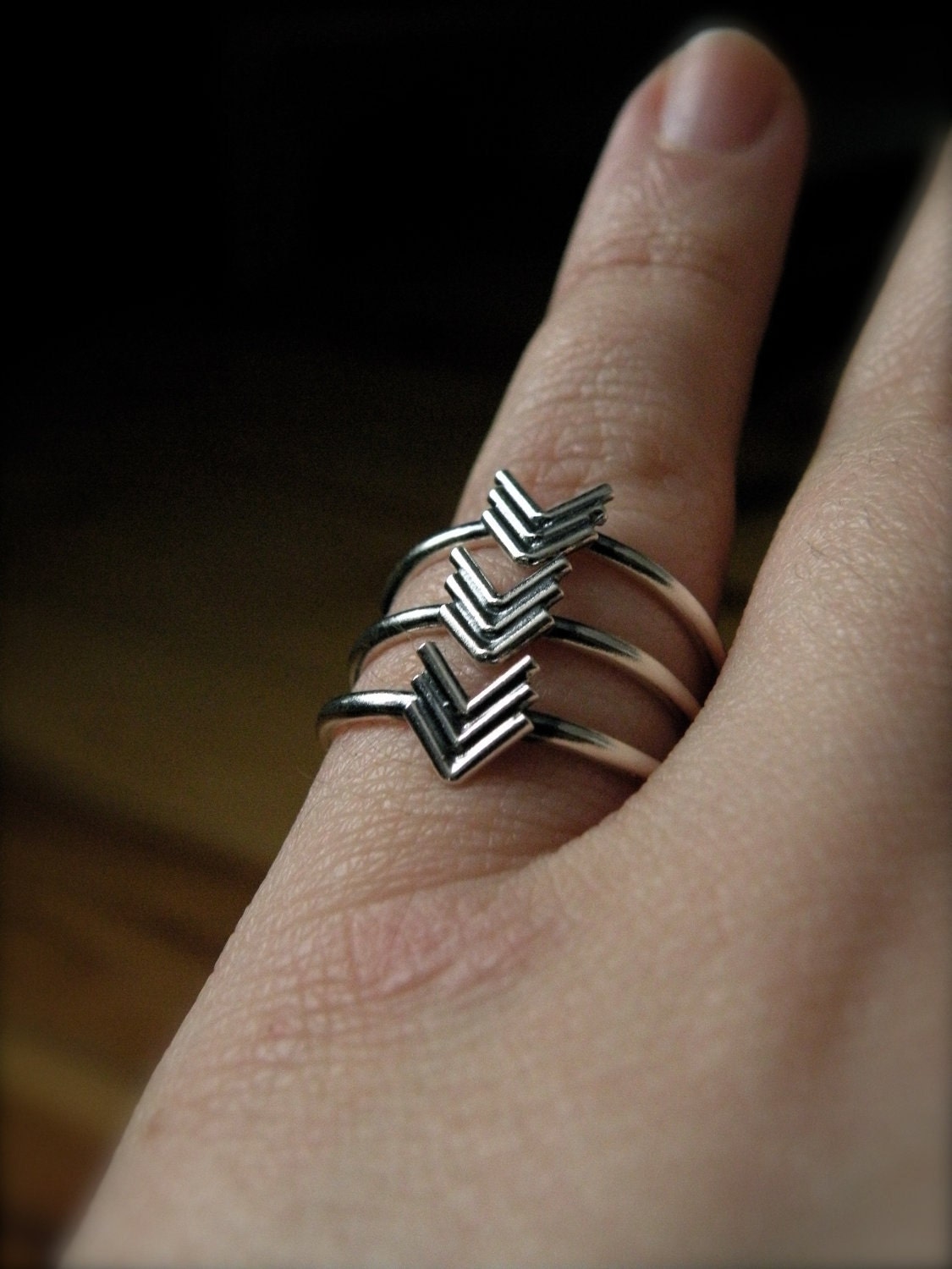Going to the South West - mini southwestern chevron herringbone ring in sterling silver