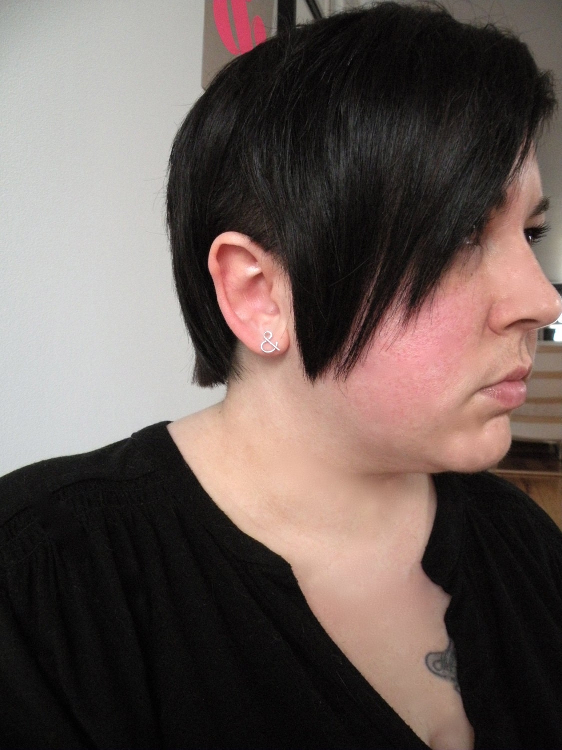 You and Me - Ampersand silver modern stud earrings