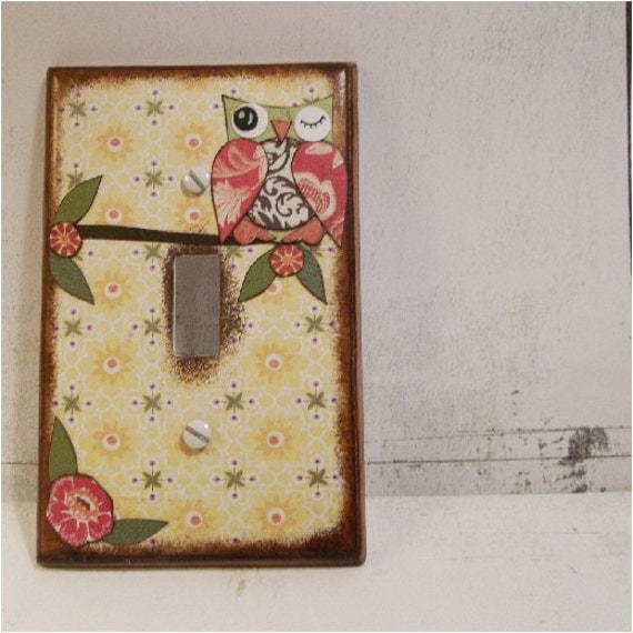 Decoupaged Light Switch Plate Cover - Owl - For Childs Room -MADE TO ORDER----Please See Listing for Details