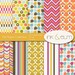 Modern Digital Paper, Digital Scrapbook Paper, Bright Colors Paper, Printable Patterns, Modern Paper Designs, 12x12 papers