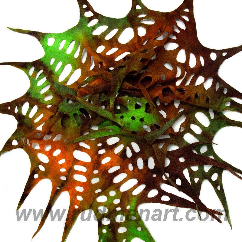 Felted Scarf Wool Silk Art hand dyed shredded scarf Multicolor Forest Lime Brown Rusty