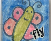 Pink and Green Butterfly FLY on a magnet LOW PRICE