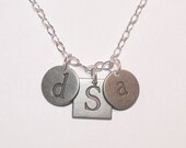 Petite Monogram Necklace. Distressed Letters