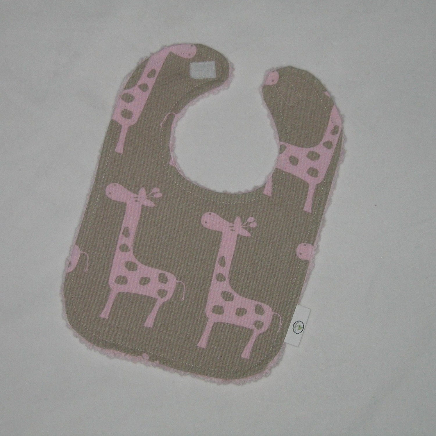 Fun Tan and Pink Giraffes and Chenille Boutique Bib