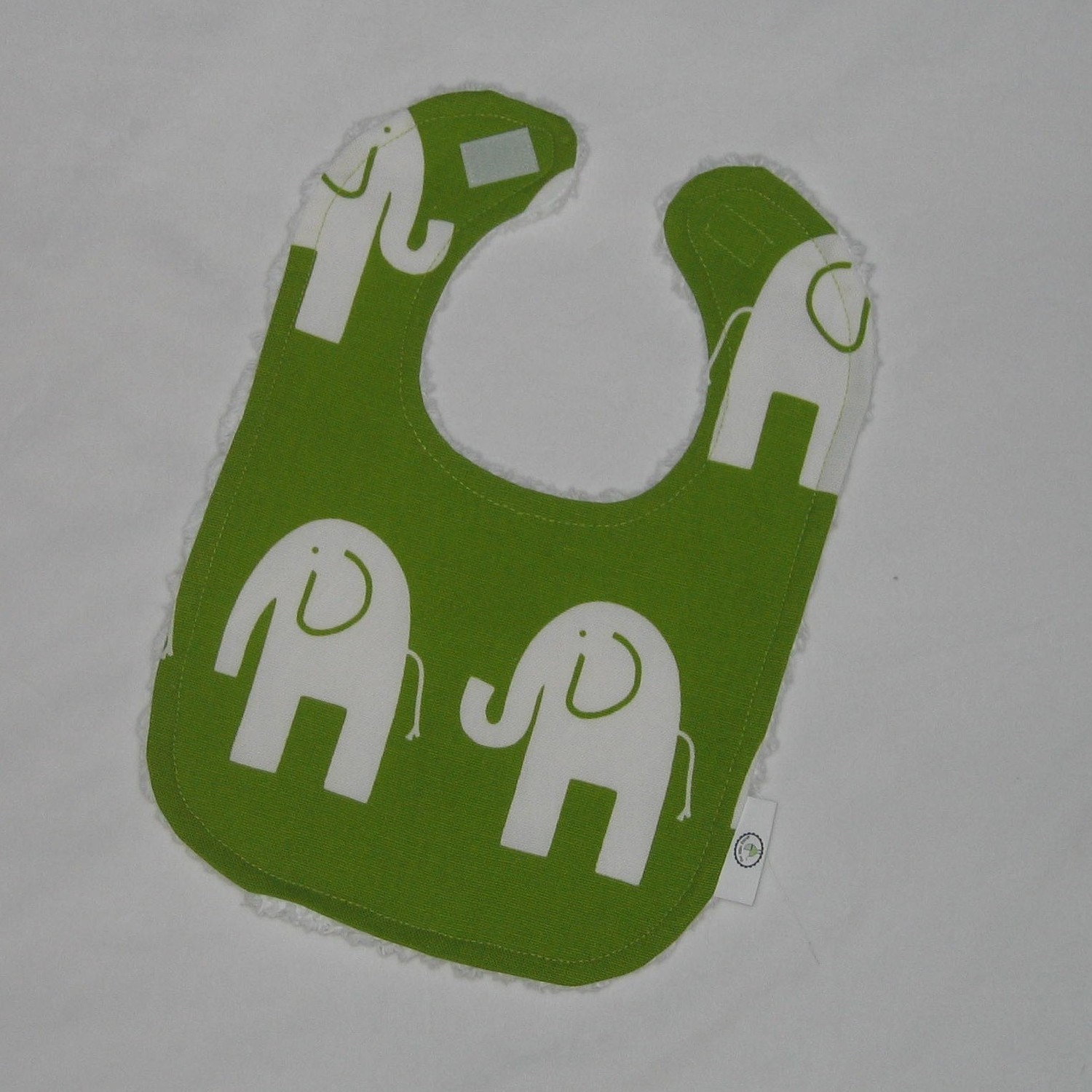 Fun Green Elephants and Chenille Boutique Bib