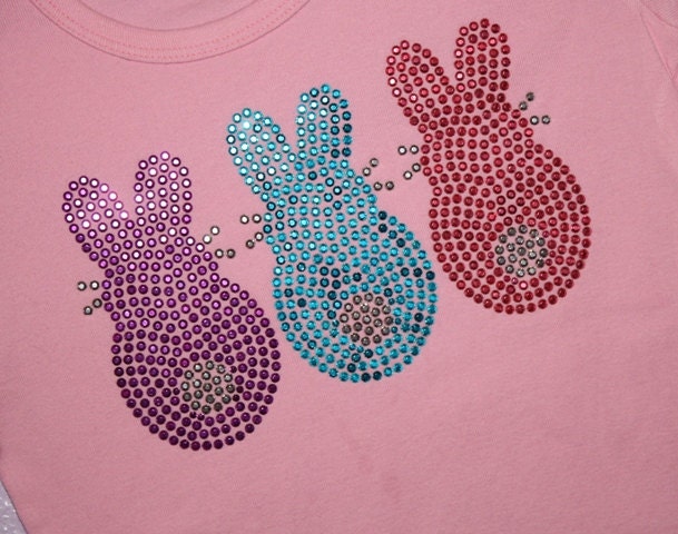 EASTER BUNNIES rhinestud  tee by Daisy Creek Designs