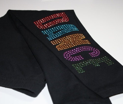 Multi Colored DANCE rhinestud leggings by Daisy Creek Designs