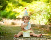 Boys Birthday Party HAT and BIB - Preppy dots in red, aqua, orange, and green - Free personalization