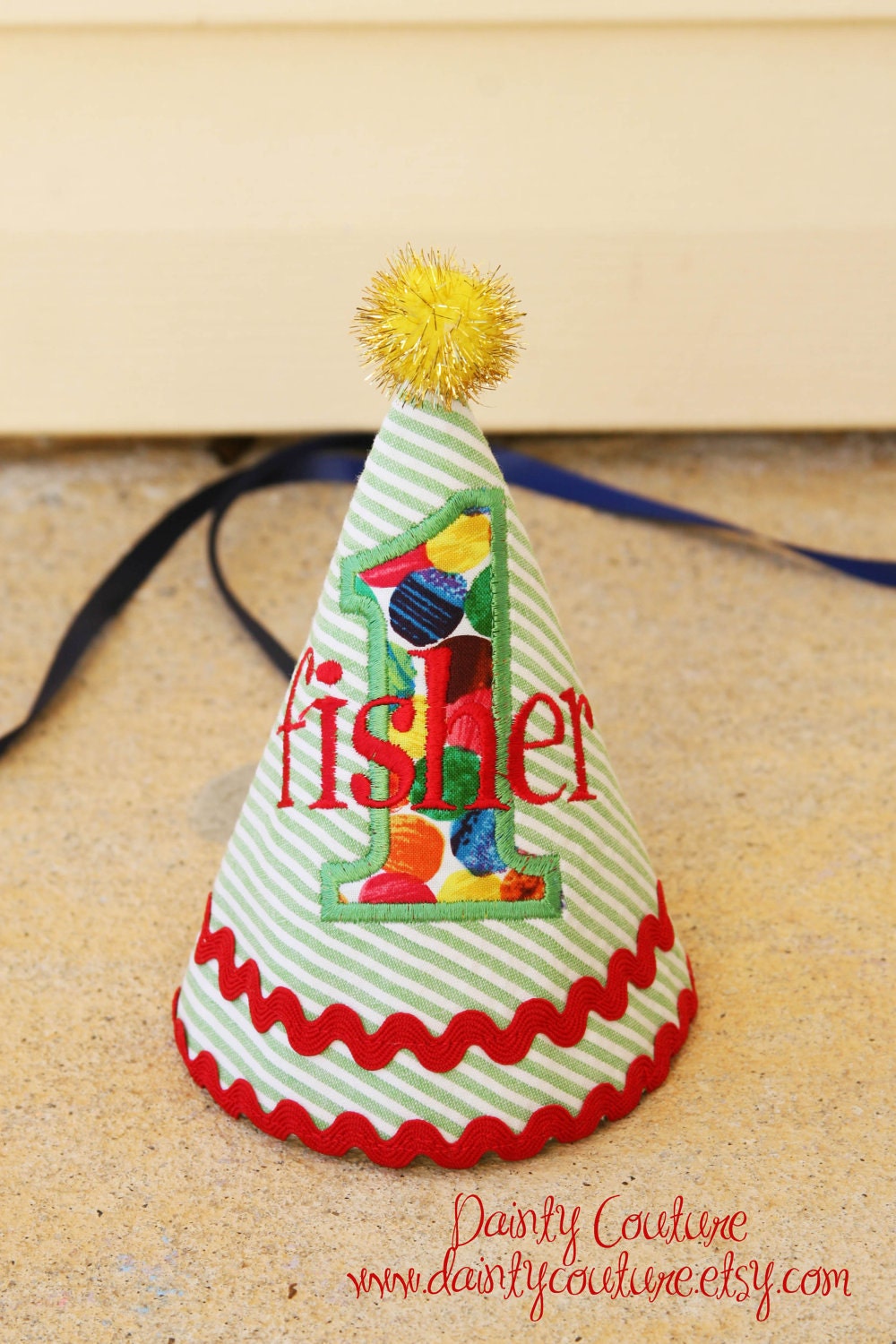 Very Hungry Caterpillar Birthday Hat - Red, green, blue, yellow - Free personalization