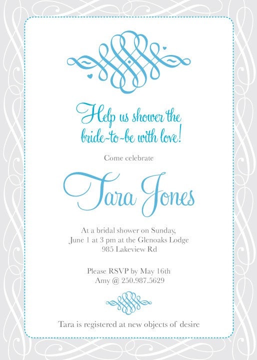 Custom printable bridal wedding shower invitation