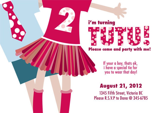 Customizable printable tutu birthday invitation PDF