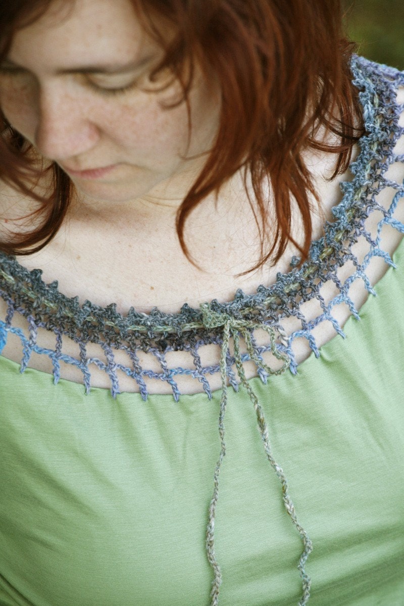 SALE pea green crochet trimmed tunic
