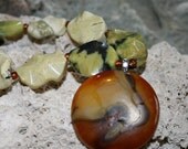 SUNSET HIKE Fused Glass Pendant With Beaded Necklace --Art Glass By YM