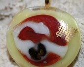 GOLDEN BUTTERFLY Fused Glass Pendant -- Art Glass By YM