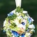 Something Old New & Sapphire Blue Love Birds Vintage Rhinestone Floral Pomander Kissing Ball for your Fairytale Wedding