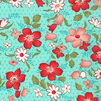 Vintage Modern  by Bonnie and Camille -  Floral Vintage Aqua , Moda Designer Fabric