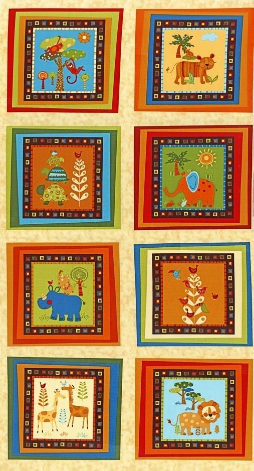 Amy Schimler Animal Party Zoo Animals Earth, Robert Kaufman Fabrics, 35 inches