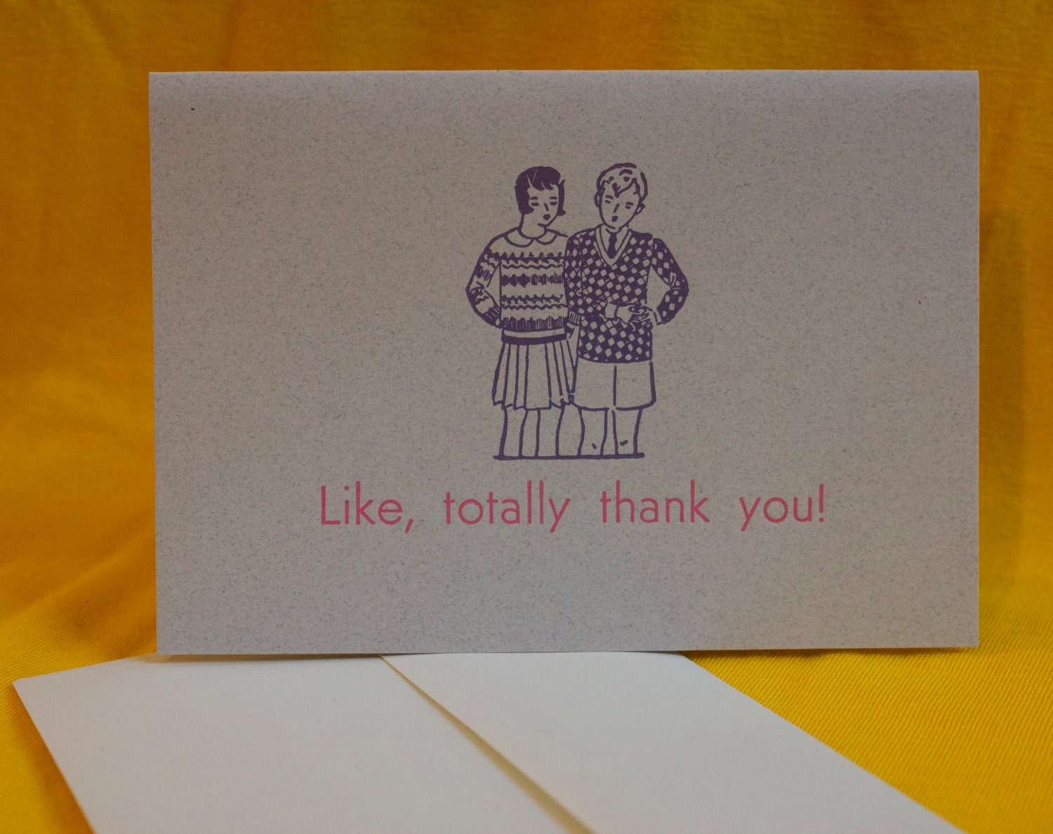 like totally thank you letterpress card