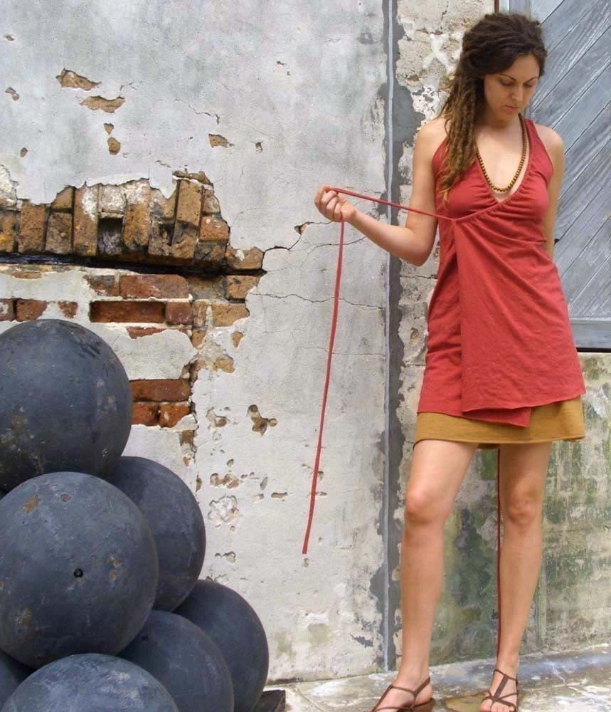 Drawstring Wrap Dress/Tunic (locally milled organic cotton knit)