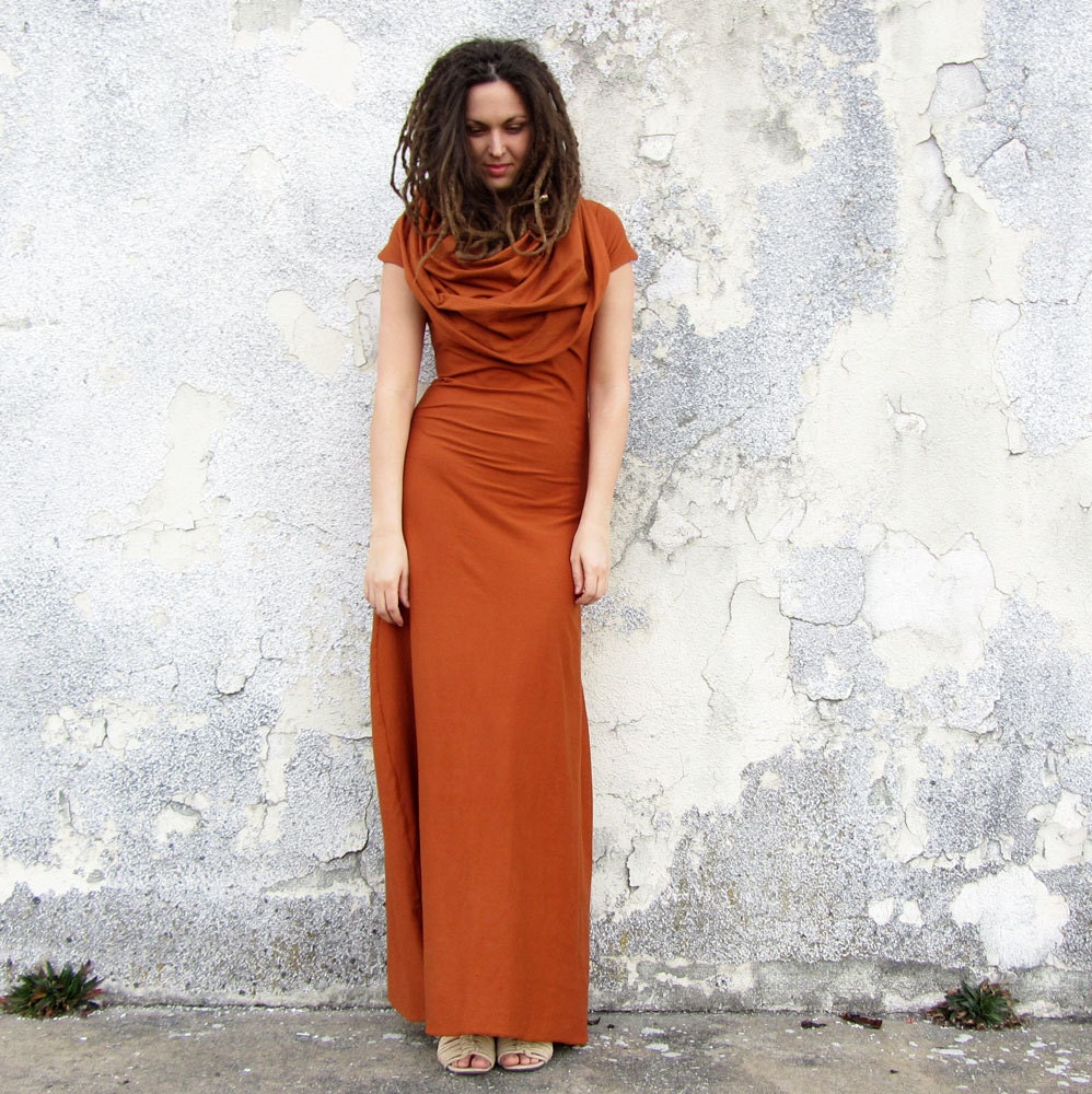 Stretchy Super Cowl Long Dress (locally milled organic cotton Lycra)