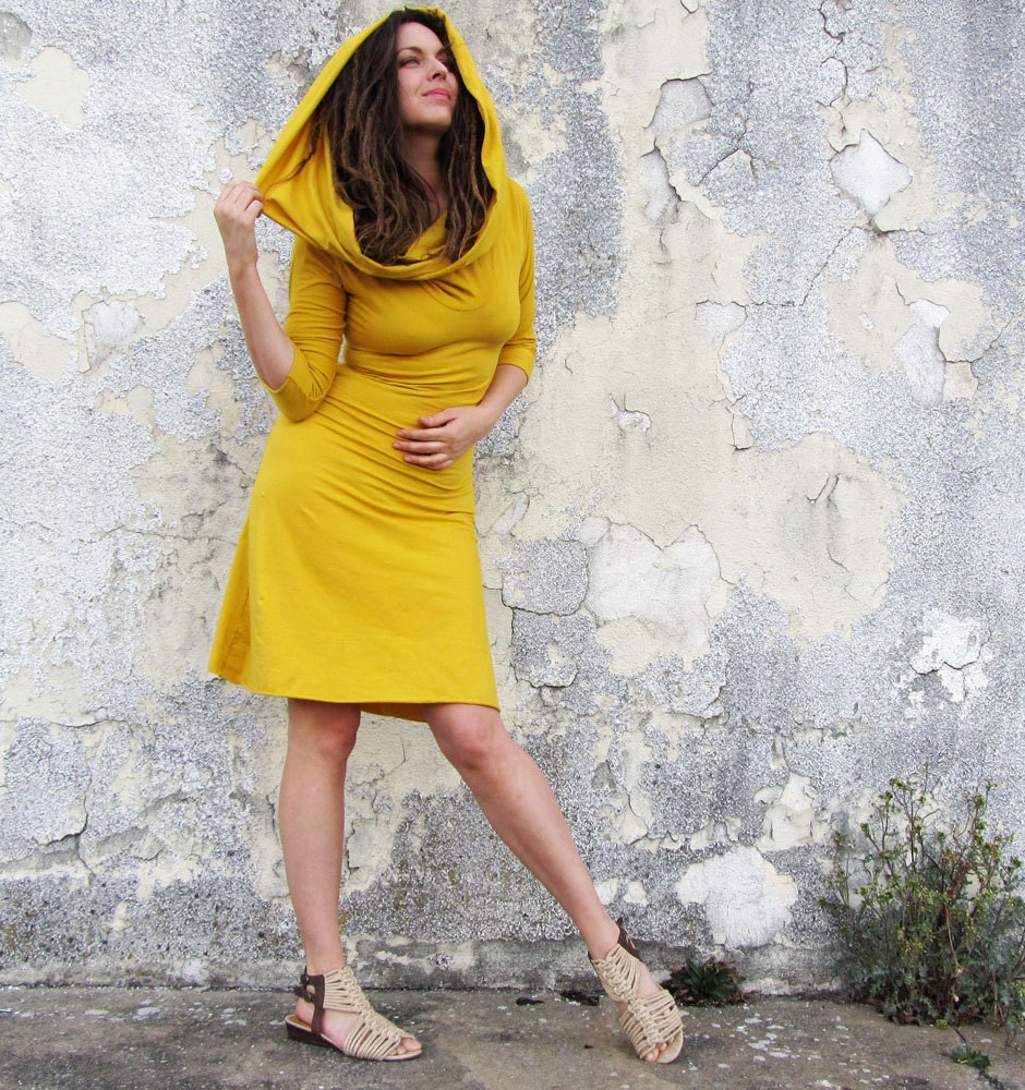 Stretchy Super Cowl Short Dress (locally milled organic cotton Lycra)