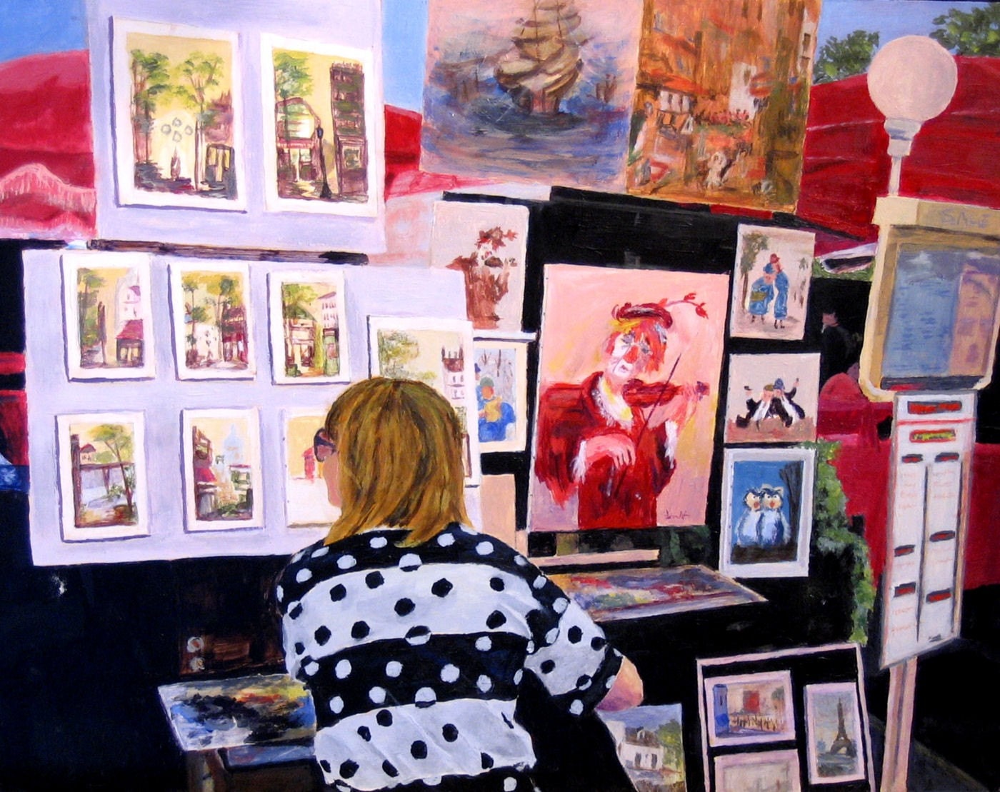 Artist at work in Paris MontMartre Giclee Reproduction of Acrylic Painting 11x14 img