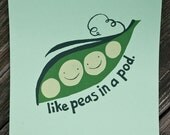 peas in a pod silkscreen print. - exit343design
