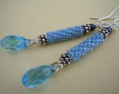 Blue Peyote Tube Earrings